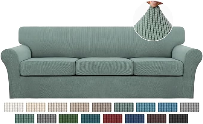 Turquoize 4 Piece Sofa Covers for 3 Cushion Couch Sofa Slipcover Soft Couch Cover for Dogs-Washable Sofa Furniture Covers with 3 Individual Large Cushion Covers (XL Sofa,Dark Cyan)