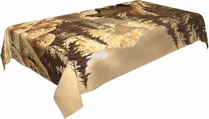 TKS MITLAN Grizzly Bear Tablecloth Decor Animal Bear Brook Canyon Mountain Table Cloth Dining Room Kitchen Table Cover 60" X 84" Oblong/Rectangle