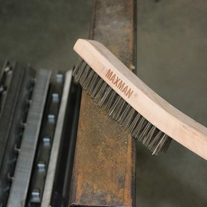 MAXMAN Wire Brush, Heavy Duty Stainless Steel Wire Brushes for Cleaning Rust, Grill Brush, Steel Brush for Paint Removal, Welding, Stiff Bristle Metal Brush with 14" Long Beech Handle, Large | Long Beech Handle, Large Size, Wire Brushes for Cleaning Ru...