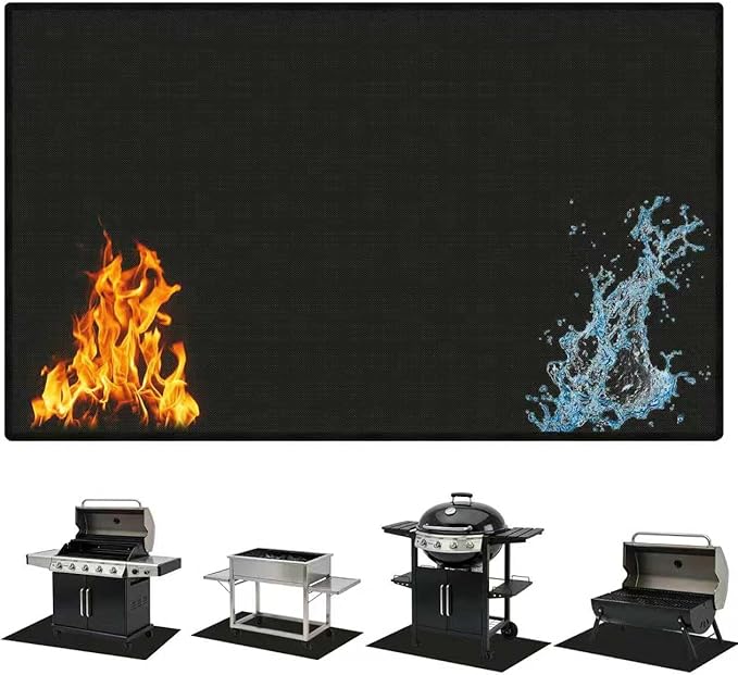 LETITIN Under Grill Mat for Outdoor Grill & Fire Pit, Black, Fireproof & Heat Resistant Fiberglass, Waterproof, Oil-Proof (24x31 Inch)