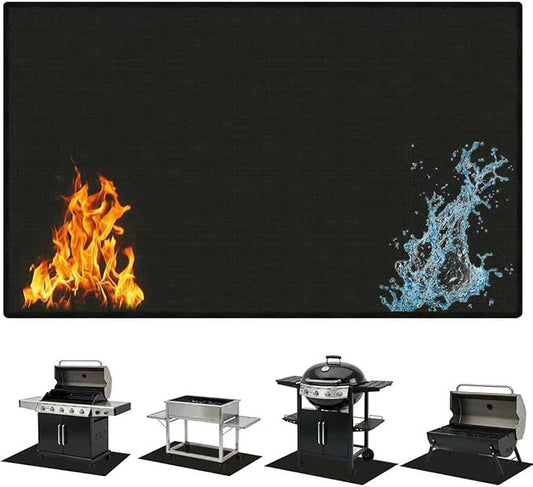 LETITIN Under Grill Mat for Outdoor Grill & Fire Pit, Black, Fireproof & Heat Resistant Fiberglass, Waterproof, Oil-Proof (70x48 Inch)