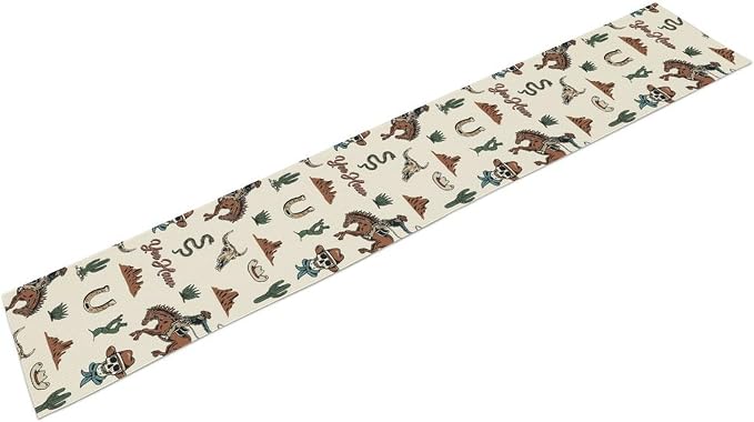 Western Table Runner, Rustic Country West Cowboy Riding Horse Desert Farmhouse for Garden Farmhouse Party Holiday Dinner Home Decoration Everyday 13x60 Inch