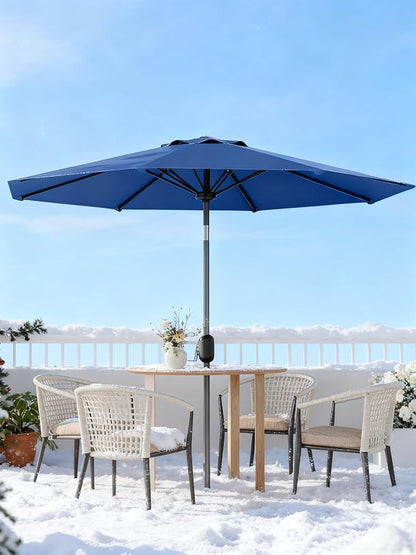 GarveeLife 10 ft Patio Umbrella, Outdoor Table Market Umbrella with Push Button Tilt and Crank, 8 Sturdy Ribs UV Protection Waterproof for Garden, Deck, Backyard, Pool (Navy Blue)