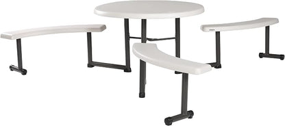 Lifetime Picnic Table 22127 44-inch Round Top Swivel Benches Almond Color Top