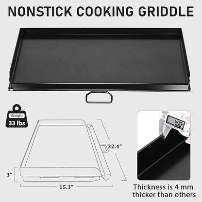 Utheer 32" x 14" Nonstick Griddle for Camp Chef 2 Burner Stove, Fits SG60 EX60 DB60 YK60 Double Burner Stove, Ceramic Griddle Oven-Safe Up to 500°F, Rust-Resistant Flat Top Camp Chef Accessory