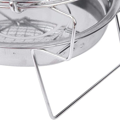 Barbecue Charcoal Grill Stainless Steel Round BBQ Grill Charcoal Barbecue Grilled Net Portable Charcoal Grill(22x14cm)