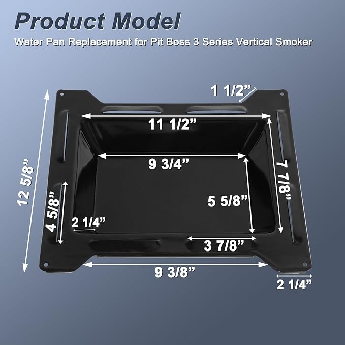 Water Pan for Pit Boss 3 Series Vertical Smoker, Replaces PBV3P1-13 | Measures 12.6 x 14.3 inches and helps maintain moisture while catching drippings during low-and-slow smoking
