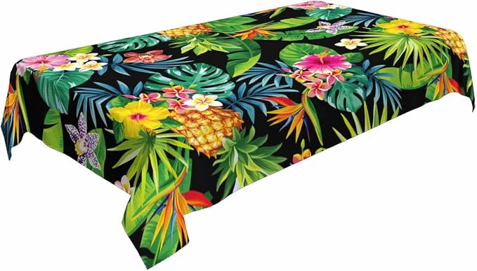 TKS MITLAN Pineapples Decorative Rectangle Tablecloth Hawaii Pineapples Palm Leaves Flowers Polyester Table Cloths Kitchen Table Cover for Dining BBQ Picnic Coffee Table 60 x 84 Inch 6-8 Seats