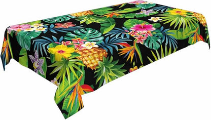 TKS MITLAN Pineapples Decorative Rectangle Tablecloth Hawaii Pineapples Palm Leaves Flowers Polyester Table Cloths Kitchen Table Cover for Dining BBQ Picnic Coffee Table 60 x 84 Inch 6-8 Seats