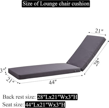 72x21 Inches Chaise Lounge Cushions Outdoor Replacement for Pool Side Waterpoof Patio Lounge Chair Cushions, Gray