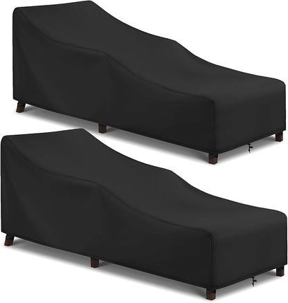 Arcedo Patio Lounge Chair Cover 2 Pack, Waterproof Outdoor Chaise Lounge Covers for Outdoor Furniture and Outside Stackable Cushions, 84" x 32" x 32" H, Black