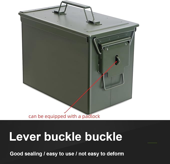 50 Cal Ammo Can & Ammo Box, Fireproof & Waterproof Metal Storage Box - Perfect for Ammo, Lithium Batteries & RC Car Batteries (Without Lock, Black-12.1" 6.1" 7.5")