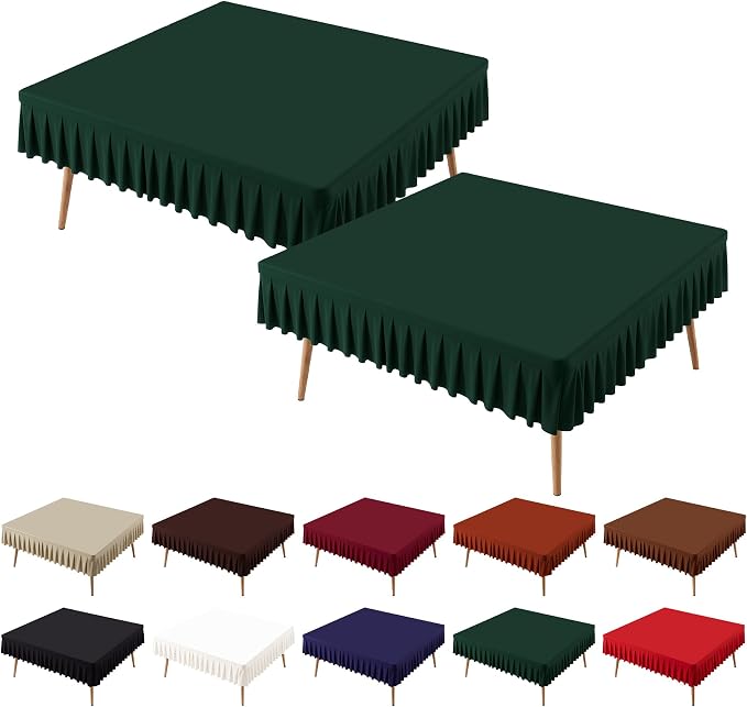 PARTISKY Hunter Green Spandex Square Tablecloths 60x60 Inch, Wrinkle Free Fitted Card Table Cloth Stretch Square Table Cover for Kitchen Dinner, Holiday Party, Wedding Banquet, Display Trade Show