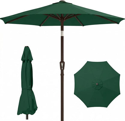 PatioKingdom Auto-Tilt 9FT Patio Umbrella Outdoor with 8 Sturdy Fiberglass Ribs,Market Table Umbrella for Pool,Backyard,Deck and Garden