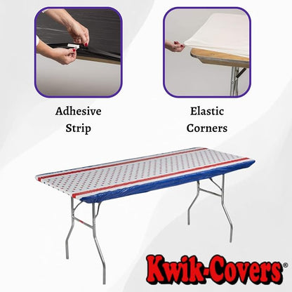 6' Rectangle Plastic Table Covers 30" x 72", Bundle of 5 (Patriotic)