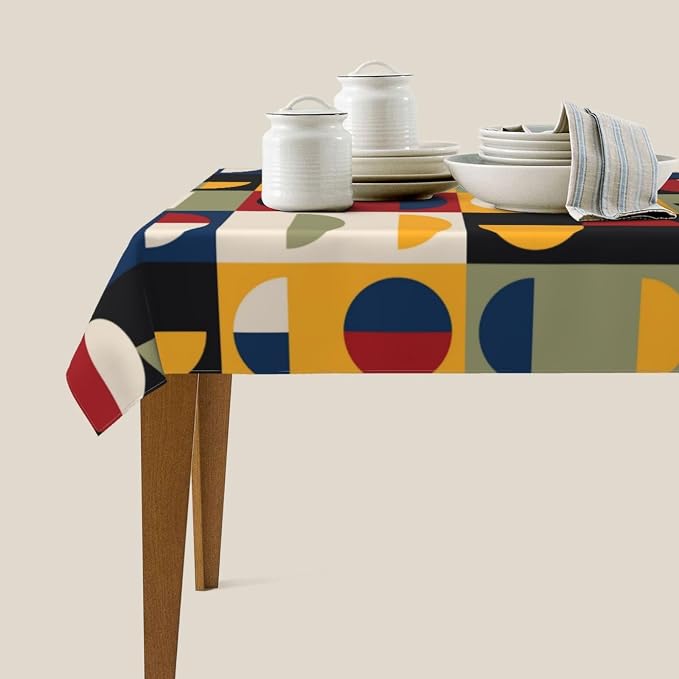 Retro Mid Century Modern Tablecloth Rectangle Vintage Table Cloth | for Parties Kitchen Dining Rooms Holiday Wedding Indoor Outdoor Birthday Table Decorations 54"x72"