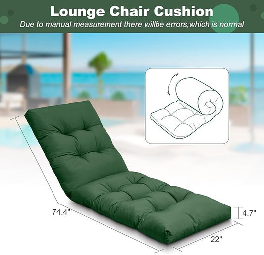 Outdoor Lounge Chair Cushions, 74.4 x 22 x 4.7 Inches Waterproof Fade Resistant Patio Cushion for Chaise Lounger