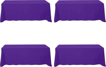BRILLMAX 4 Pack Purple Tablecloths 90x156 Inch for 8ft Rectangle Tables | 150 GSM Polyester Fabric, Floor Length Drop, Water, Stain & Wrinkle Resistant Cloth Cover for Wedding Reception Banquet Party