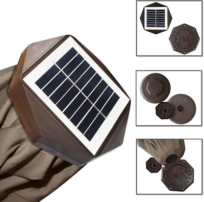 EliteShade USA 10-Year-Non-Fading 9ft Market Patio Umbrella, Commercial Grade Table Sun Umbrella with 80 Solar LED Lights, Crank Open, Windproof & UPF 50+ UV Protection for Garden, Deck, Pool, Backyard, Mushroom