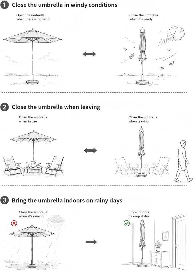 9FT/10FT Wood Patio Umbrella, Large Outdoor Table Pool Umbrella | 205G Olefin/180G Polyester Fabric, Push-Pull Operation Market Umbrella, 8 Rib Vented Canopy, Ideal for Patio, Backyard