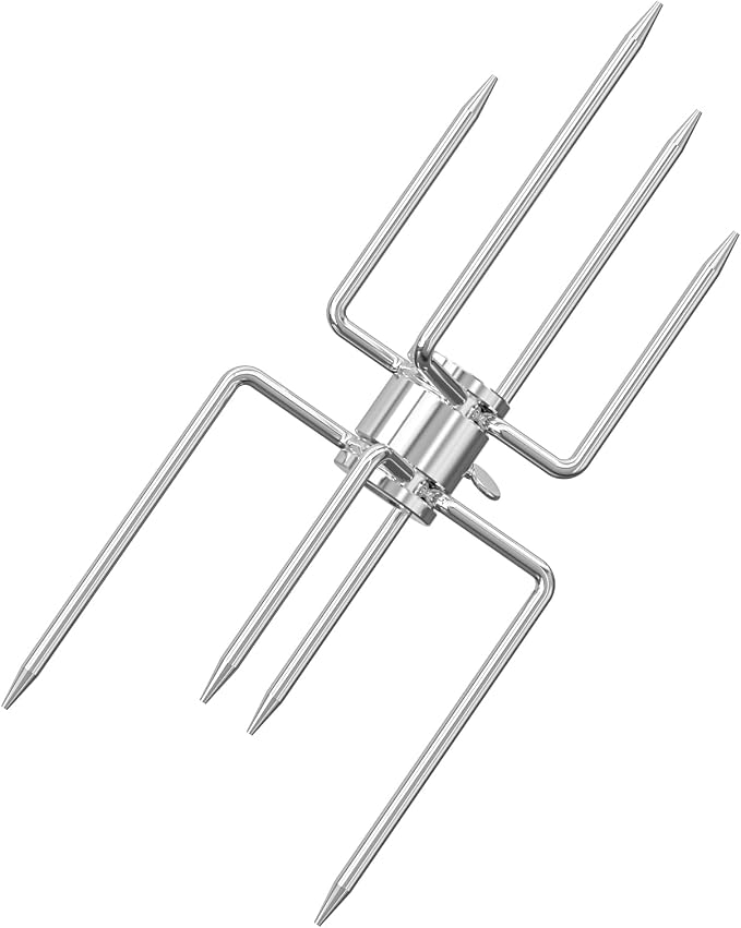 onlyfire Double Sided 4 Pronged Rotisserie Fork for Most Grills, Fits 5/16" Square Rotisserie Spit Rods, 1 PCS