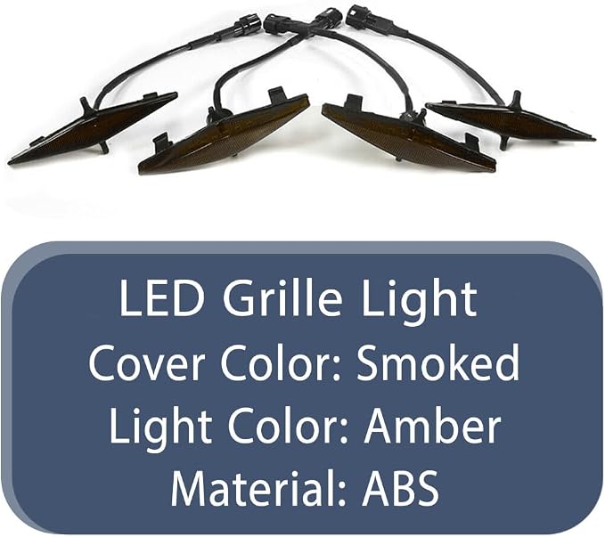 Smoked LED Grille Light Kit, LED Light with Wire, Compatible with Toyota 4Runner TRD Pro Grille 2014-2019, 1 Set (Amber Light)