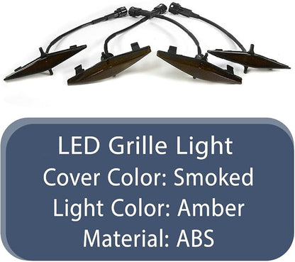 Smoked LED Grille Light Kit, LED Light with Wire, Compatible with Toyota 4Runner TRD Pro Grille 2014-2019, 1 Set (Amber Light)
