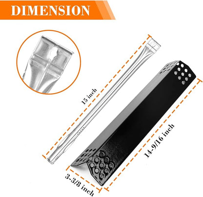 Uniflasy Grill Replacement Parts Kit for Expert Grill 6-Burner 720-0969, 720-0969G, 720-0969GB, 720-0969GA Propane Gas Grill Porcelain Steel Heat Plate Stainless Steel Burners, 6 Packs