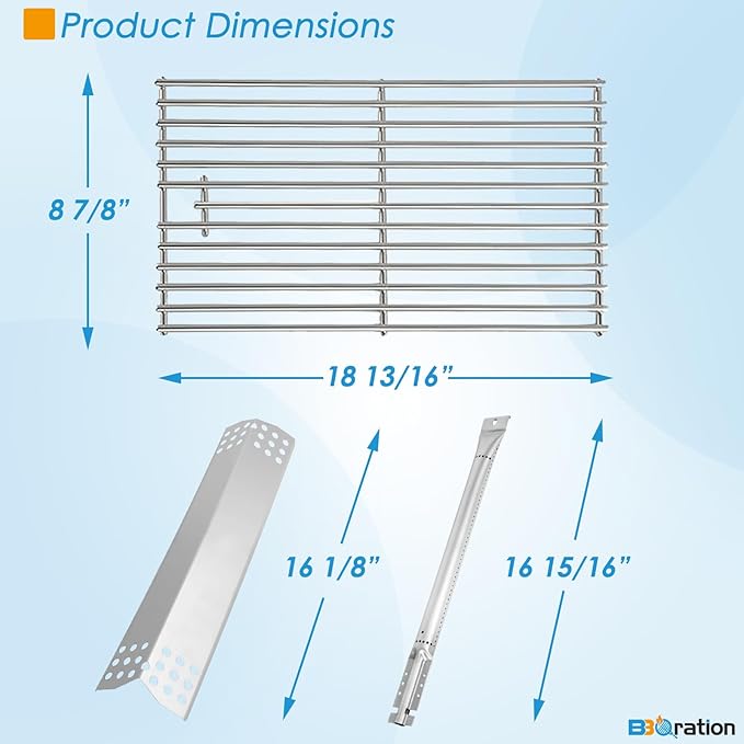 Replacement Parts for Kitchen Aid 720-0733D 720-0954 720-0954R 720-0733 720-0733A 720-0954A 720-0954AC, Cooking Grates, Burner and Heat Plates for KitchenAid Grill Replacement Parts