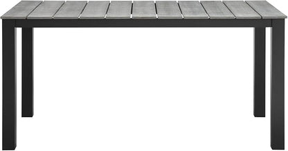 Lexmod Junction 7 Piece Outdoor Patio Dining Set with Cushion, Brown/White