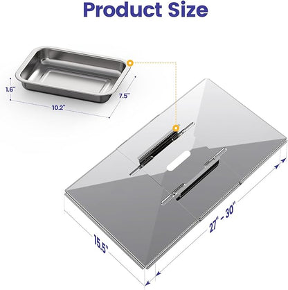 Geesta Grill Grease Tray Set, Stainless Steel Grill Replacement Parts, 27" - 30" Adjustable Grill Drip Pans Fit for Gas Grill from Dyna Glo, Nexgrill, Backyard Grill, Expert, BHG, Kenmore and More