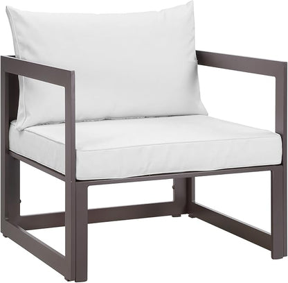 Modway EEI-1517 Fortuna Aluminum Outdoor Patio Armchair in Brown White