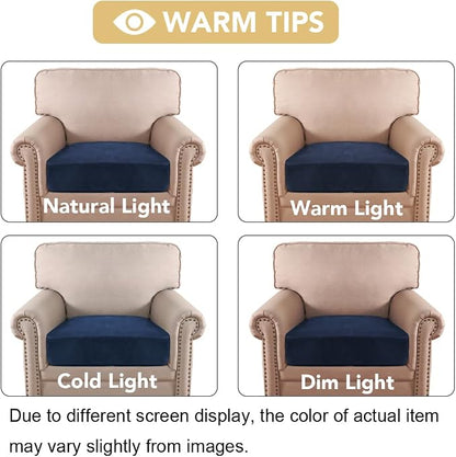 H.VERSAILTEX Velvet Stretch Couch Cushion Cover Plush Cushion Slipcover for Chair Cushion Furniture Protector Seat Cushion Sofa Cover (1 Piece Armchair Cushion Covers, Navy)