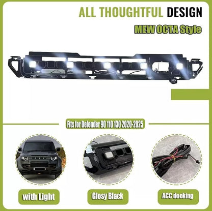 LED Grille Lights Front Grill Trim Strips Lighting Accessories Fits for LR Defender 90 110 130 2020 2021 2022 2023 2024 2025 2026