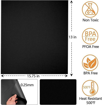 Reusable Grill Mats for Outdoor Grill,Set of 7 Non Stick Grill Mat,Heavy Duty BBQ Grilling Sheets,Easy to Clean, Works on Gas Charcoal and Electric BBQ,15.75 x 13 Inch Black