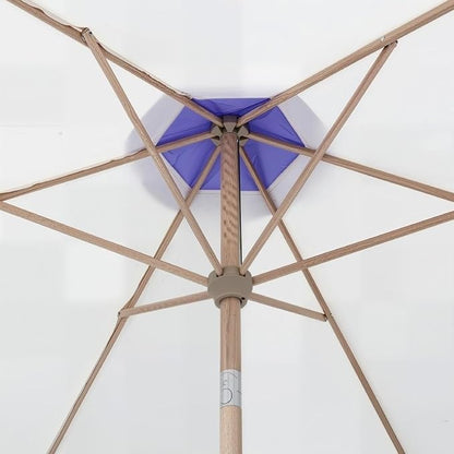 Tempera 9ft Beige Spliced Purple Tassels Scallop Patio umbrella,Outdoor Table Market Umbrellas with Crank & Pust Button Tilt, Wood Color Pole and 8 Steel Ribs