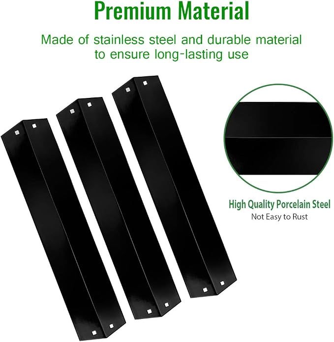 Porcelain Steel Heat Plates for Char-Griller 5050 3001 3008 3030 4000 5252 5650, Heat Shield Tent Deflector Replacement Parts for King Griller (Black, 3-Pack)