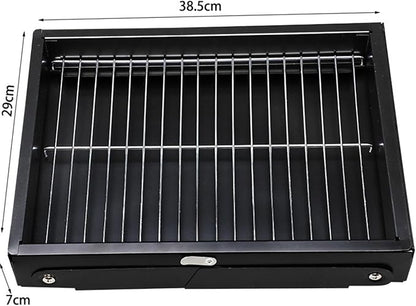 Portable Charcoal Barbecue Grill, Mini Stainless Steel Compact Grill for Travel, Outdoor Cooking and BBQ, Camping Grill Picnic Patio Backyard
