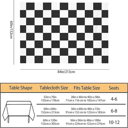 TKS MITLAN Chess Board Decorative Rectangle Tablecloth Black and White Checker Board Polyester Table Cloths Kitchen Table Cover for Dining BBQ Picnic Coffee Table 60 x 84 Inch 6-8 Seats