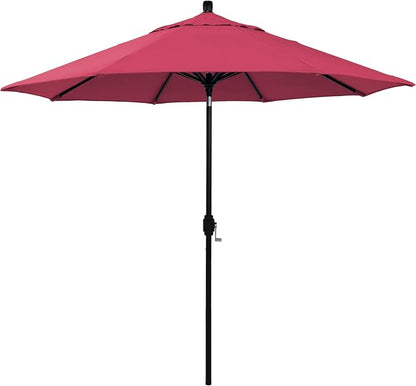 California Umbrella 12-Year-Non-Fading, 9Ft Premium Sunbrella Patio Umbrella, Hand-Crank, Button-Tilt, Black Frame, Hot Pink Fabric