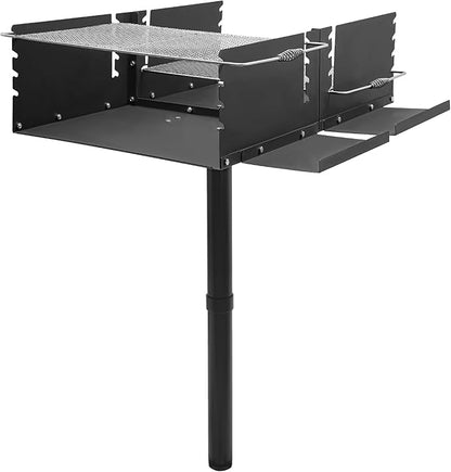 Single Post Outdoor Charcoal Grill, 4-Level Adjustable Height BBQ Grill, Heavy Duty Freestanding Barbecue Grill for Backyard Park Camping Beach Patio Party