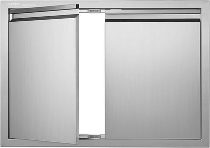 VEVOR Stainless Steel BBQ Access Door - 30W x 21H Inch Double Vertical Wall Door for Outside Cabinet and Grilling Station