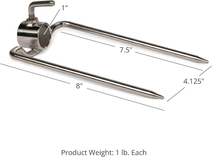 TITAN GREAT OUTDOORS Ash & Ember Pair Dual Prong BBQ Rotisserie Forks Fit 1" Round Rotisserie Spit Rod, Stainless Steel Tapered Prongs for Easy Insertion