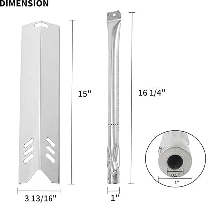 Grill Replacement Parts for Outdoor Gourmet 4 Burner Gas Grill GR2215120-OG-00 FSOGBG1106 GR2215101-OG-00 FSOGBG1106 Flame Tamer Heat Plates Burner Tubes