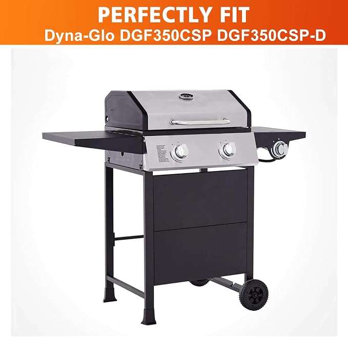 Grill Replacement Parts for Dyna Glo DGF350CSP DGC350CNP-D DGH353CRP Grill, Porcelain Steel Heats Tents Plates and Stainless Steel Straight Burner Pipe Tubes Grill Parts Repair Kit, 2 Pack | 2-Pack Porcelain Steel Heat Plate and Stainless Steel Grill B...