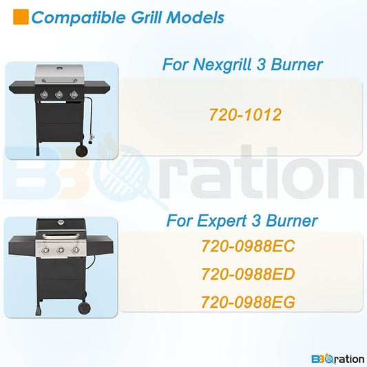 Replacement Parts Kit for Nexgrill 3 Burner 720-1012, Expert 3 Burner 720-0988EC, 720-0988ED, 720-0988EG Grill Heat Shield and Cooking Grate Replacement Parts