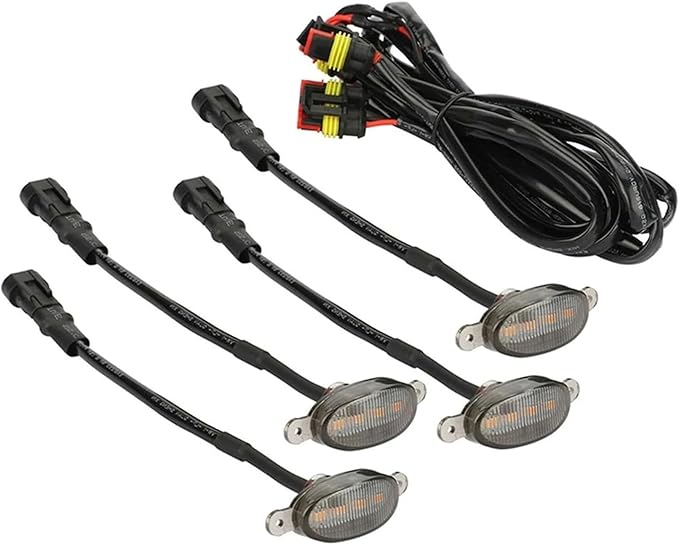4 in 1 LED Car Front Grille Marker Lights Smoked Amber Grill Light for SUV Running Lamp