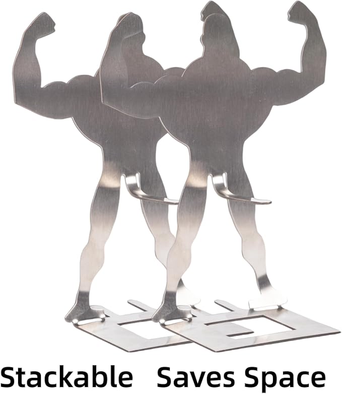 2 PCS Funny BBQ Stand Muscle Man Hot Dog Holder | Reusable Stainless Steel Hotdog and Sausage Stand | Portable Hot Dog Roaster | Barbecue Grill Accessories | Funny Birthday Gifts for Men