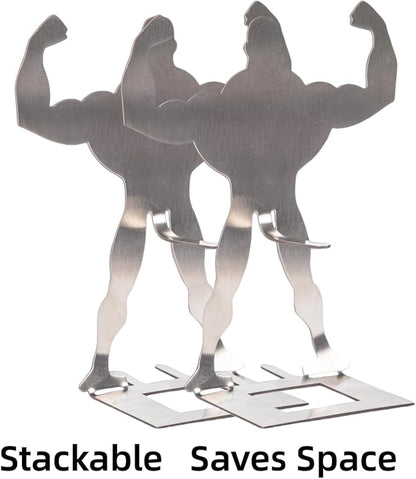 2 PCS Funny BBQ Stand Muscle Man Hot Dog Holder | Reusable Stainless Steel Hotdog and Sausage Stand | Portable Hot Dog Roaster | Barbecue Grill Accessories | Funny Birthday Gifts for Men