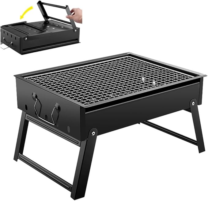Portable Charcoal Grill for Camping BBQ Grills Outdoor Barbecue Grill, Skewer Net Carbon Barbecue,Heat Quickly & Evenly, Easy Clean,39 * 30.5 * 21.5Cm-D
